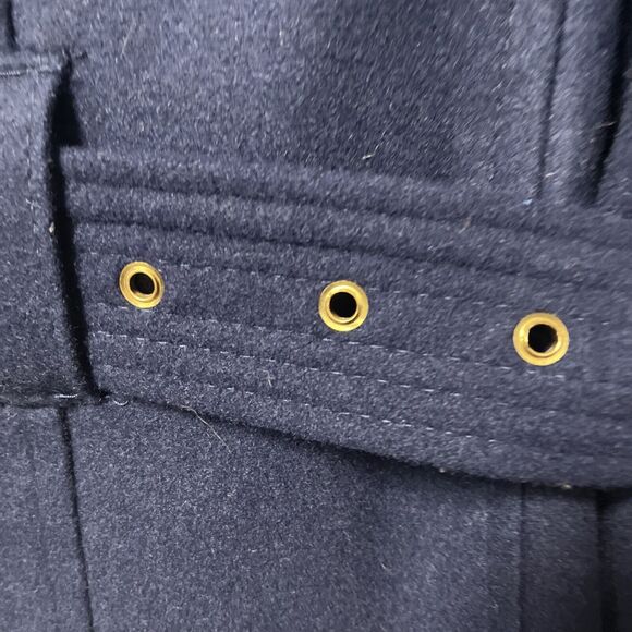 Michael Kors Navy Blue Wool Blend Belted Asymmetrical Zip Coat Size 2 P - Picture 8 of 10